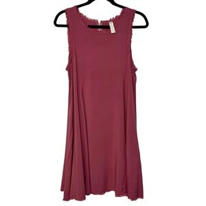 Altar'd State Swing Dress Womens Large Pink Frayed Hem Boho Sleeveless